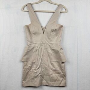 Mason Dress Size‎ 4 Mini Peplum V-Neck Sleeveless Party Cocktail Neutral